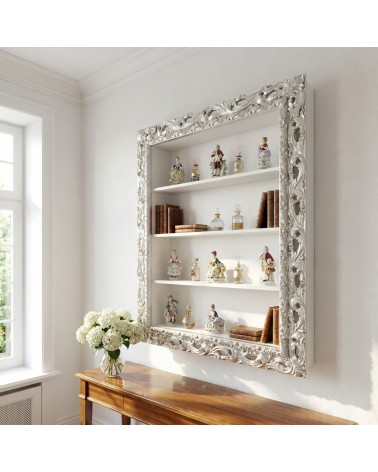 Baroque style suspended wall display cabinet with perforated frame TV box bottle holder made to measure VTGGA