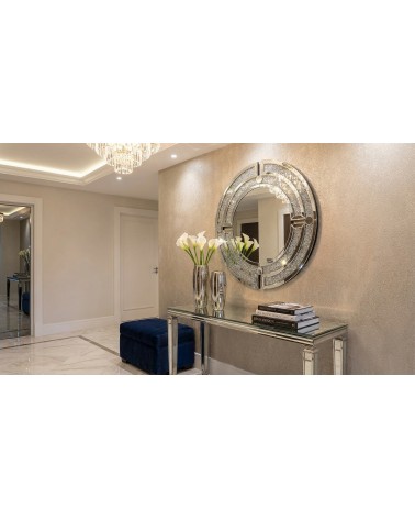 Specchio Rotondo con Cristalli Swarovski – Design Geometrico Moderno Lusso Ø90 cm CBM1411