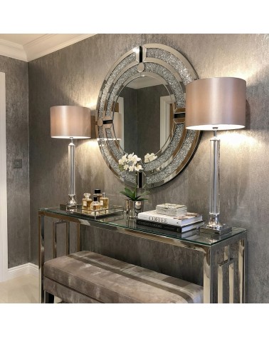 Round Mirror with Swarovski Crystals – Modern Luxury Geometric Design Ø90 cm CBM1411
