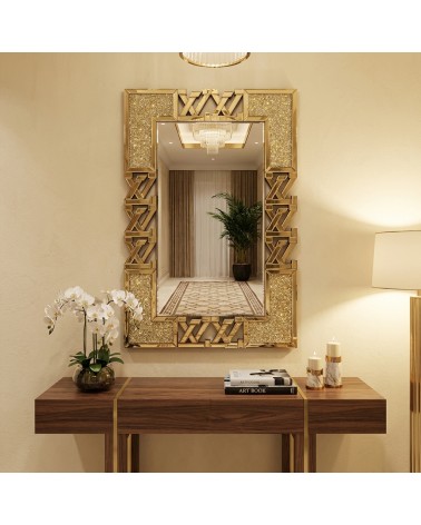 Luxury Modern Mirror with Crystals – Glass Interwoven Frame and Glitter Details – Elegant Decor 80x40cm CBM9511