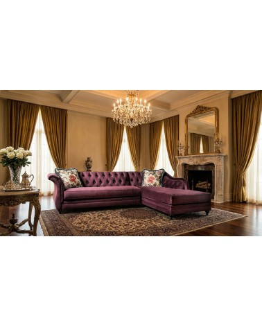 Corner Capitonné Sofa with Chaise Longue, Customizable Velvet or Faux Leather Sofa Bed AZ65