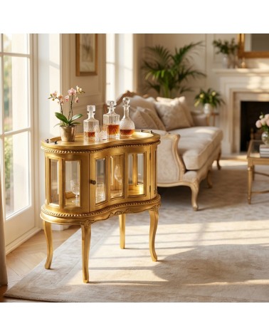 Colonial bean table display cabinet bar bottle holder French Baroque style gold leaf NA31