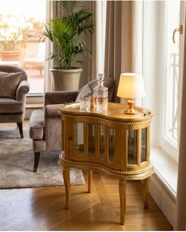 Colonial bean table display cabinet bar bottle holder French Baroque style gold leaf NA31