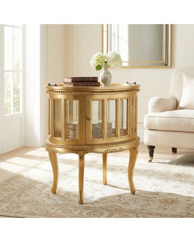 Colonial Gold Leaf Bottle Holder with Display Cabinet and Solid Wood Tray NA31