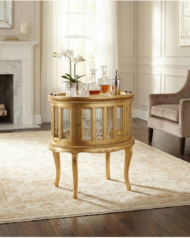 Colonial Gold Leaf Bottle Holder with Display Cabinet and Solid Wood Tray NA31