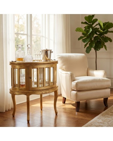 Colonial Gold Leaf Bottle Holder with Display Cabinet and Solid Wood Tray NA31