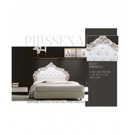 PILISSENA Baroque silver white eco-leather double bed