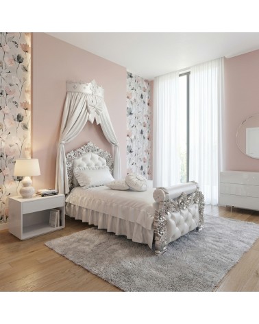 Pilissena Barock-Einzelbett mit Stauraum 90x190 Pilissena Silberblatt Anpassbar