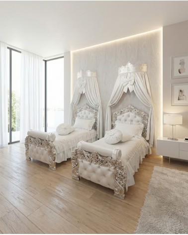 Pilissena Baroque Single Bed with Storage 90x190 Pilissena Silver Leaf Customizable
