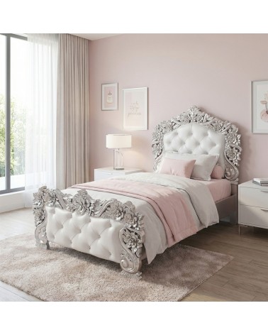Pilissena Barock-Einzelbett mit Stauraum 90x190 Pilissena Silberblatt Anpassbar