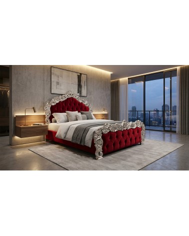 Letto Matrimoniale King Size Barocco PILISSENA con Contenitore Capitonné Legno Intagliato Personalizzabile