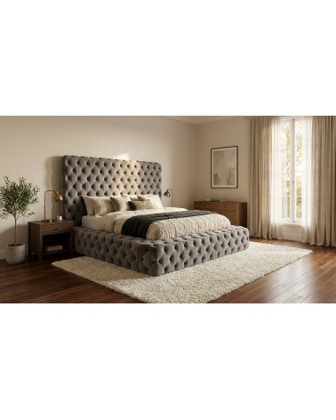 Modernes Livio Kingsize-Doppelbett mit Stauraum – Bezug aus Samt oder Kunstleder (individuell anpassbar)
