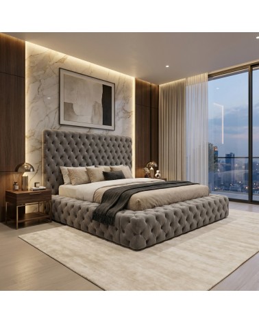 Letto Matrimoniale Moderno Livio con Contenitore – Velluto o Ecopelle Personalizzabile
