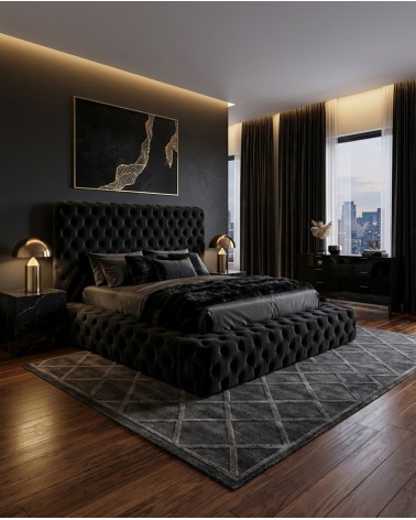 Modernes Livio Kingsize-Doppelbett mit Stauraum – Bezug aus Samt oder Kunstleder (individuell anpassbar)
