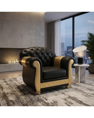 Poltrona Divano rete e materasso moderno Chesterfield Ecopelle o Vellutino Qualsiasi colore Swarovski AZ01