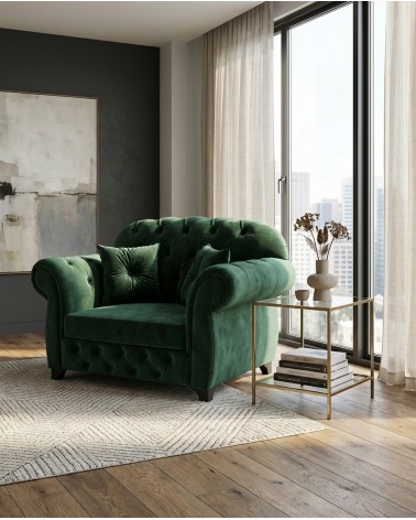 Chesterfield-Schlafsofa mit barocken Armlehnen, Samt oder Kunstleder, jede Farbe, Swarovski-Knöpfe AZ01