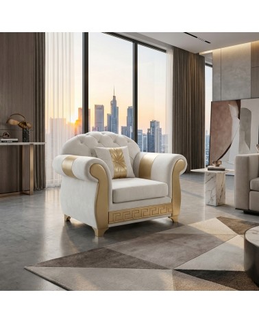 Poltrona Letto Chesterfield Barocco con Rete e Materasso Ecopelle o Velluto Swarovski Colori Personalizzabili AZ01