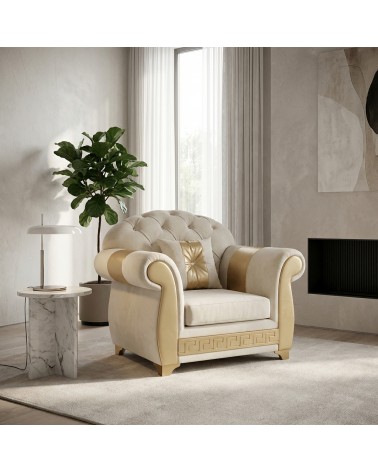 Poltrona Letto Chesterfield Barocco con Rete e Materasso Ecopelle o Velluto Swarovski Colori Personalizzabili AZ01