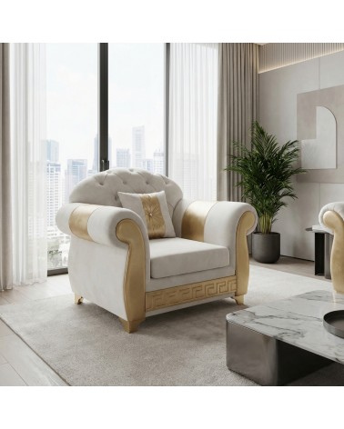 Baroque Chesterfield Armchair Bed with Base and Mattress in Eco-Leather or Swarovski Velvet, Customizable Colors AZ01