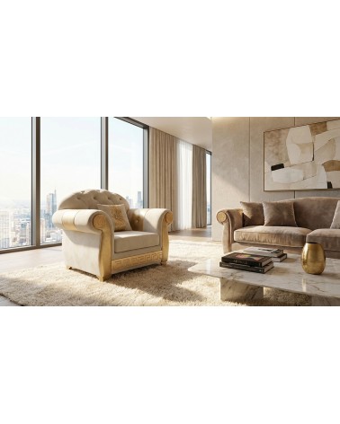 Poltrona Letto Chesterfield Barocco con Rete e Materasso Ecopelle o Velluto Swarovski Colori Personalizzabili AZ01