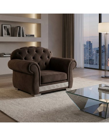 Baroque Chesterfield Armchair Bed with Base and Mattress in Eco-Leather or Swarovski Velvet, Customizable Colors AZ01