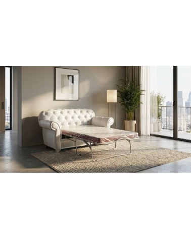 Poltrona Letto Chesterfield Barocco con Rete e Materasso Ecopelle o Velluto Swarovski Colori Personalizzabili AZ01