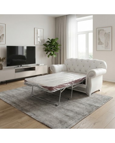 Poltrona Letto Chesterfield Barocco con Rete e Materasso Ecopelle o Velluto Swarovski Colori Personalizzabili AZ01