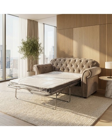 Divano Letto Chesterfield 2 Posti Capitonné Ecopelle o Tessuto Personalizzabile AZ02
