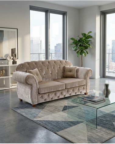 Divano Letto Chesterfield 2 Posti Capitonné Ecopelle o Tessuto Personalizzabile AZ02