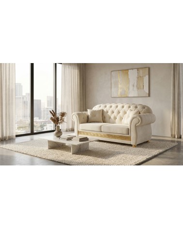 Divano Letto Chesterfield 2 Posti Capitonné Personalizzabile Ecopelle Tessuto AZ02