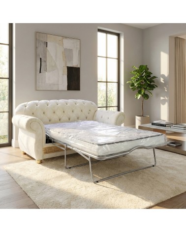 Chesterfield 2 Seater Sofa Bed Capitonné Customizable Faux Leather Fabric AZ02