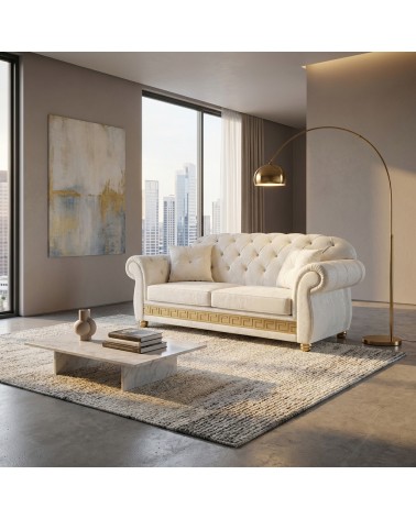 Chesterfield 2-Sitzer-Schlafsofa Capitonné, anpassbarer Kunstlederbezug AZ02