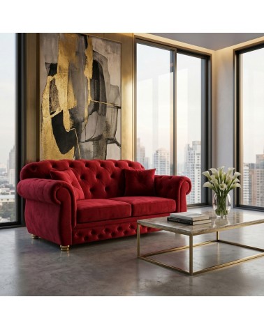 Divano Letto Chesterfield 2 Posti Capitonné Personalizzabile Ecopelle Tessuto AZ02