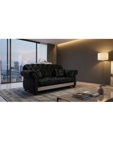 Divano Letto Chesterfield 2 Posti con corona Capitonné Personalizzabile Ecopelle Tessuto AZ02C