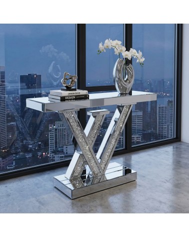 Consolle Specchiata Moderna con Design Geometrico di Lusso per Ingresso Elegante CBFE149