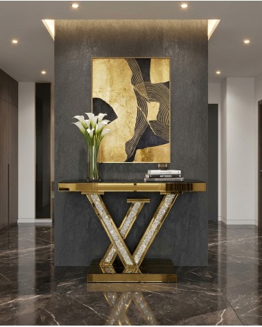 Consolle Specchiata Moderna con Design Geometrico di Lusso per Ingresso Elegante CBFE149