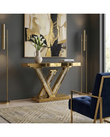 Moderner Konsolentisch mit Spiegel und luxuriösem geometrischem Design für einen eleganten Eingangsbereich CBFE149
