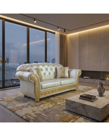 Divano Letto Chesterfield 2 Posti Capitonné Personalizzabile Ecopelle Tessuto AZ02