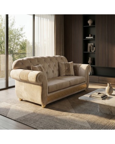 Baroque Chesterfield 2-seater sofa with mesh and mattress Greek goddess Medusa eco-leather or velvet any swarovski color AZ02