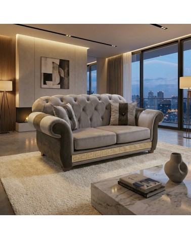 Divano Letto Chesterfield 2 Posti Capitonné Personalizzabile Ecopelle Tessuto AZ02