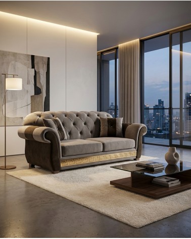 Divano Letto Chesterfield 2 Posti Capitonné Personalizzabile Ecopelle Tessuto AZ02