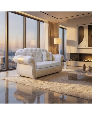 Divano Letto Chesterfield 2 Posti Capitonné Personalizzabile Ecopelle Tessuto AZ02