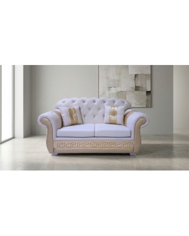 Chesterfield 2-Sitzer-Schlafsofa Capitonné, anpassbarer Kunstlederbezug AZ02