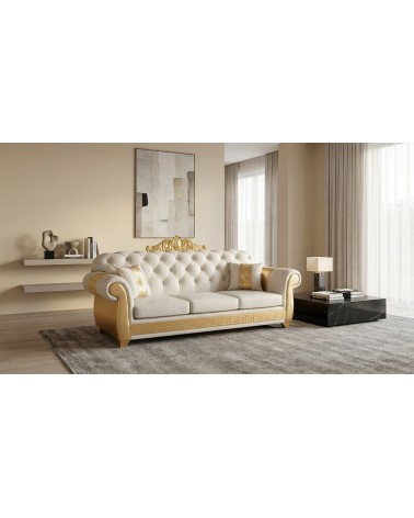 Customizable 3-Seater Chesterfield Double Sofa Bed with Luxury Headboard AZ03C