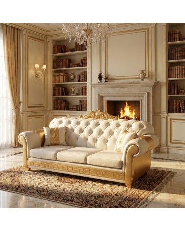 Customizable 3-Seater Chesterfield Double Sofa Bed with Luxury Headboard AZ03C