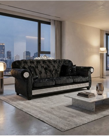 Customizable 3-Seater Chesterfield Double Sofa Bed with Luxury Headboard AZ03C