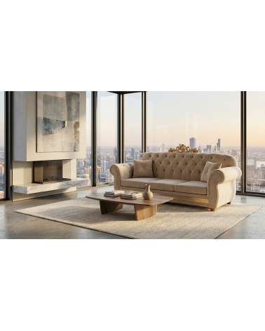 Customizable 3-Seater Chesterfield Double Sofa Bed with Luxury Headboard AZ03C