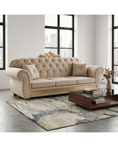 Customizable 3-Seater Chesterfield Double Sofa Bed with Luxury Headboard AZ03C