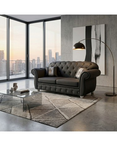 Chesterfield 2-Sitzer-Schlafsofa Capitonné, anpassbarer Kunstlederbezug AZ02