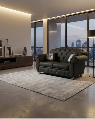 Chesterfield 2-Sitzer-Schlafsofa Capitonné, anpassbarer Kunstlederbezug AZ02